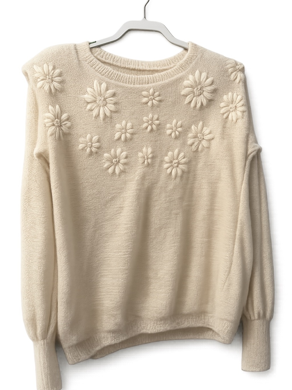 The SAKE Project Cream Appliqué Crewneck Sweater